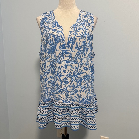 Lilly Pulitzer Tops - Lilly Pulitzer Gramercy Blue and White Tank Top Size‎ XL